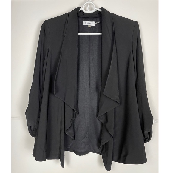 Calvin Klein Black Open Front  Waterfall Cardigan Jacket Size XS - Picture 3 of 9